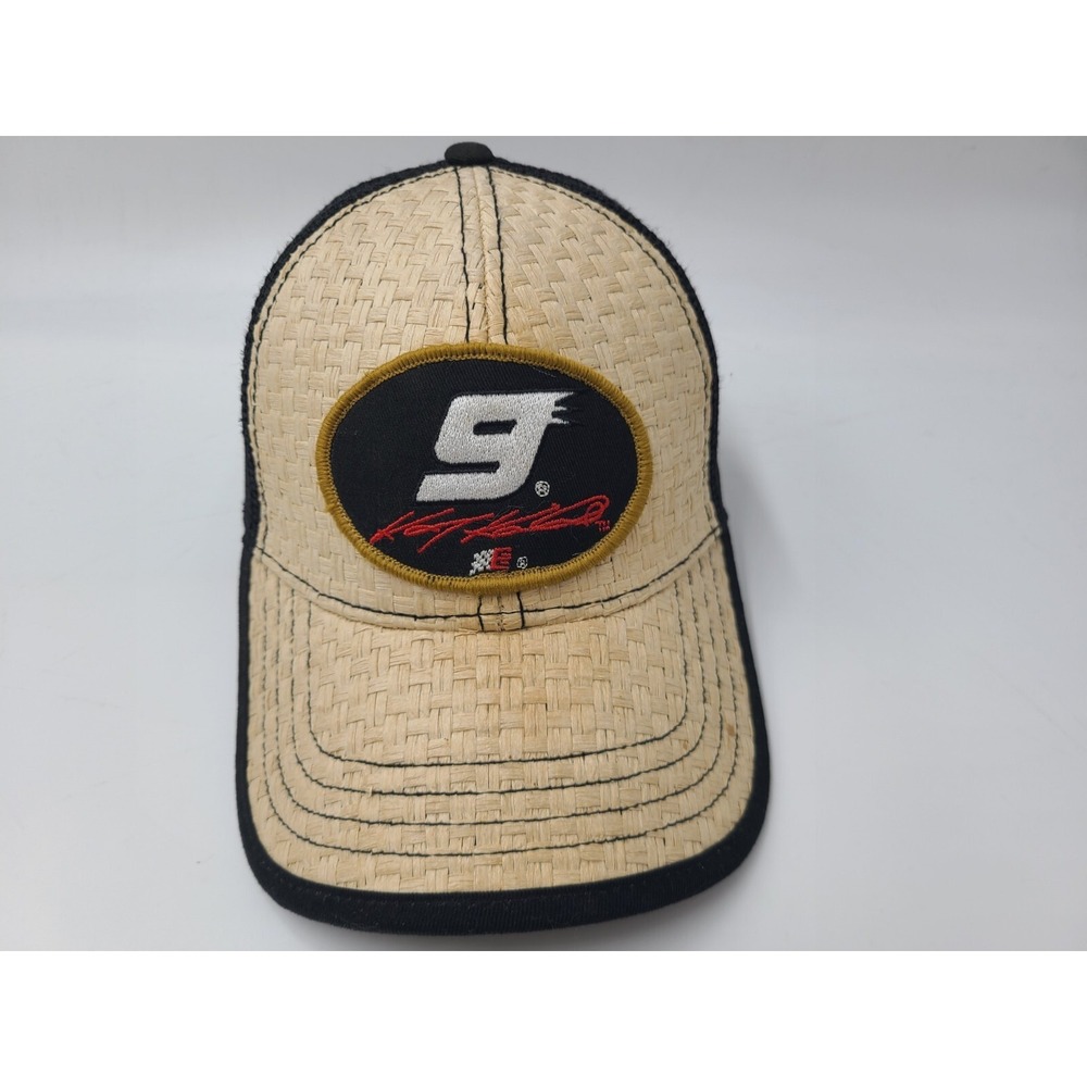 Kasey Kahne #9 Straw Front Mesh Trucker Snapback Hat Cap Men NASCAR Beige Black